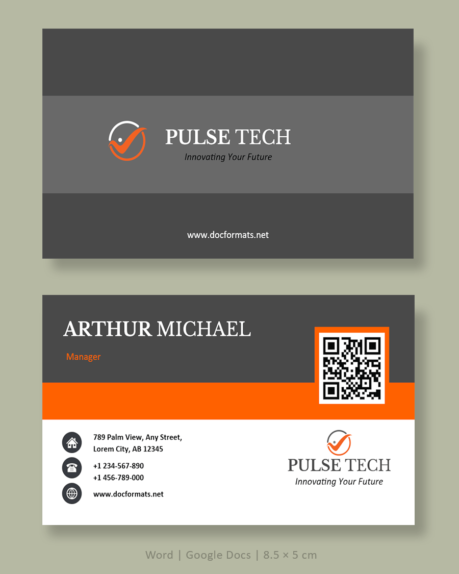 Orange Business Card Template - Word, Google Docs