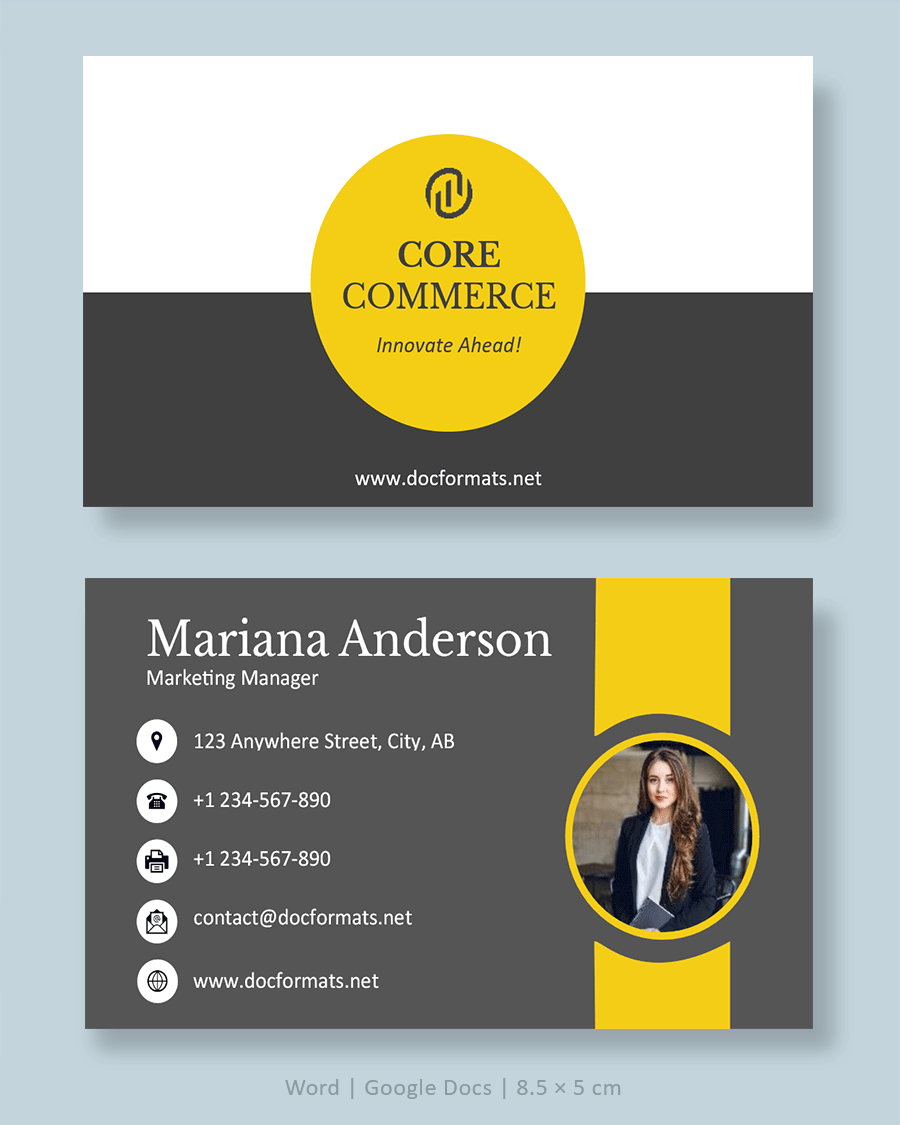 Professional Business Card Template - Word, Google Docs