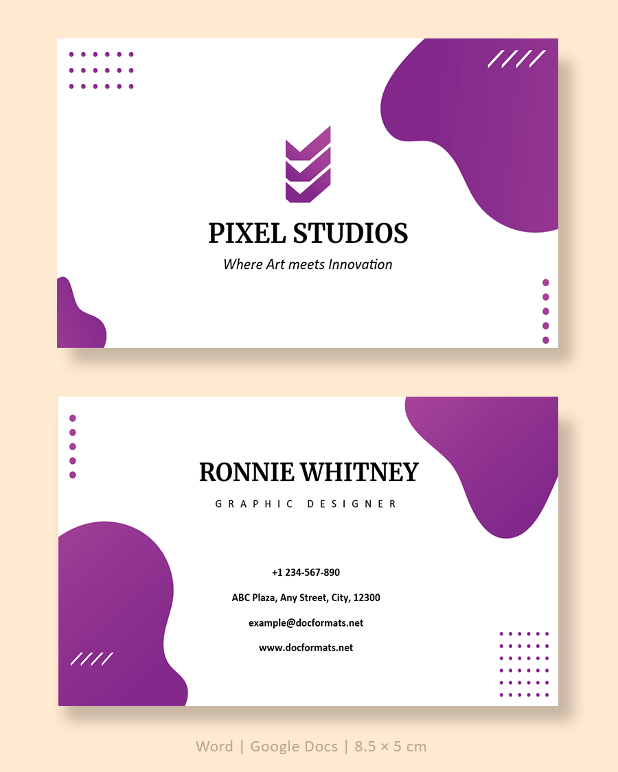 Purple Gradient Business Card Template - Word, Google Docs