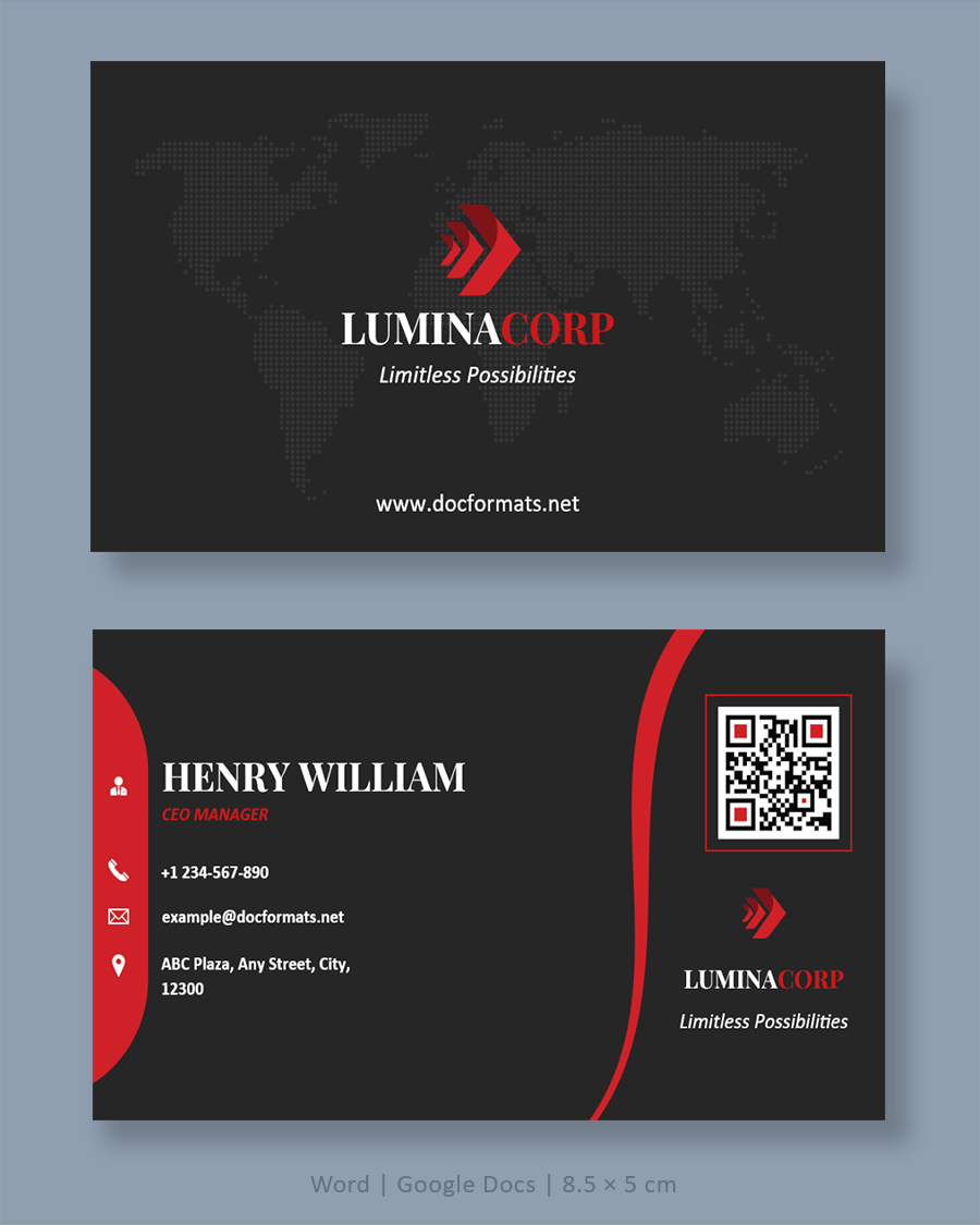 Red and Black Business Card Template - Word, Google Docs